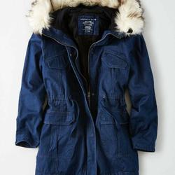 American Eagle Outfitters Jackets & Coats | American Eagle Women's Blue Denim Faux Fur Hooded Parka New | Color: Blue | Size: Various