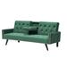 Everly Quinn Twin 72.4" Wide Velvet Tufted Back Convertible Sofa Wood/Velvet in Green | 31.1 H x 72.4 W x 24.8 D in | Wayfair
