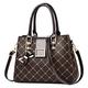 FORRICA Women Handbag Bow Pendant Shoulder Bag Fashion Maple Leaf Top Handle Bag PU Leather Handbags for Ladies Brown