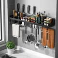 Porte-Épices Mural de Cuisine Rangement Multifonctionnel T1 Porte-Couteau Sans Jolie çon Cuillère