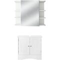 Set di Mobili da Bagno 2 Pezzi Mobiletto per Lavabo con 2 Ante e Ripiani 60 x 60 x 30 cm e Armadio