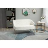 Twin Size Love Seat Accent Sofa with Golden Metal Legs, Living Room Sofa with Tufted Backrest, 600 Pounds Weight Capacity