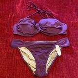 Victoria's Secret Swim | 32b Vs Swim Vs Very Sexy Strapless Bikini Set! Nwt!!! | Color: Gold/Purple | Size: S