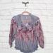 Free People Tops | Free People Purple Rayon V-Neck Elastic Waist Peasant Blouse Top Size M | Color: Purple | Size: M