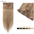 S-noilite-Extensions de Cheveux Naturels Non-Remy à Clips Noir Blond 40g 10 Pouces 16 Pouces
