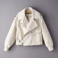 Mode décontractée femmes PU vestes en cuir 2020 printemps élégant blanc dames manteaux streetwear