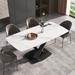 71" Modern Dining Table with Slate Stone Top and Metal Legs, Marble Dining Table