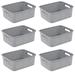 Sterilite Short Weave Wicker Pattern Storage Container Basket, Gray (6 Pack) - 1