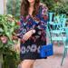 Free People Dresses | Free People Printed Tie Neck Shift Tunic Dress | Color: Black/Blue | Size: Xs