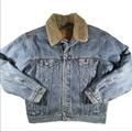 Levi's Jackets & Coats | 2003 Levis Brown Sherpa Lined Denim Trucker Jacket Men's Medium | Color: Blue | Size: M