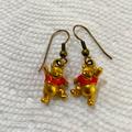 Disney Jewelry | Disney Winnie The Pooh Vintage Earrings - Goldtone Pierced | Color: Gold/Red | Size: Os