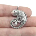 Breloques en argent antique 27x35mm 4 pièces/lot pendentif lézard caméléon document animal