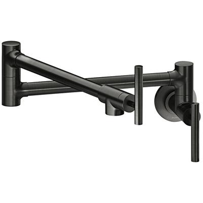 Zurn Elkay LKAV4091BK Avado Black Stainless Steel Wall-Mounted Pot and Kettle Filler with 24" Double-Jointed Swing Spout and Lever Handles