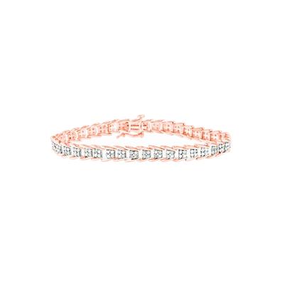 Women's Rose Gold Plated Sterling Silver Diamond Chevron Link Tennis Bracelet by Haus of Brilliance in Rose Gold