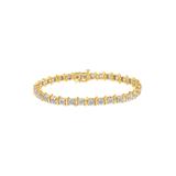 Women's Yellow Gold Over Sterling Silver Diamond Scurve Link Miracleset Tennis Bracelet 7" by Haus of Brilliance in Yellow Gold