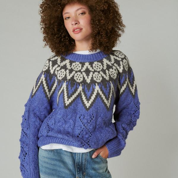 lucky-brand-fair-isle-sweater---womens-clothing-tops-sweaters-in-bleach-denim-combo,-size-s/