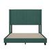 Flash Furniture Rancoff Platform Bed w/ Wingback Headboard Upholstered/Velvet, Wood in Green | 52.25 H x 60.5 W x 74 D in | Wayfair YK-1079-GR-F-GG