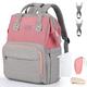 Balcony&Falcon Baby Oxford Diaper Bag with Changing Pad & Stroller Straps Multifunction Waterproof Stylish Travel Backpack Larger Maternity Backpack Nappy Bag for Mum&Dad (Pink Gray)