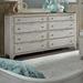 Farmhouse 8 Drawer Dresser In Antique White Finish with Chestnut Tops - Liberty Furniture 652-BR31