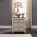 Farmhouse 3 Drawer Night Stand w/ Charging Station In Antique White Finish with Chestnut Tops - Liberty Furniture 652-BR61