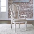 European Traditional Splat Back Uph Arm Chair (RTA) In Antique White Base w/ Weathered Bark Tops - Liberty Furniture 244-C2501A