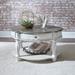 European Traditional Round Cocktail Table In Antique White Base w/ Weathered Bark Tops - Liberty Furniture 244-OT1011