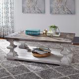 Traditional Cocktail Table In Heavy Distressed White Finish with Gravel Tops - Liberty Furniture 331-OT1010