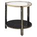 End Table with Glass Top and Faux Marble Shelf - Black and Gold - 23 L x 23 W x 24 H Inches