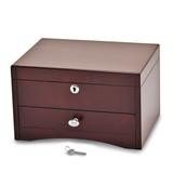 Curata Matte Mahogany Finish Poplar Veneer 1-Drawer W/Hidden Storage Locking Wooden Jewelry Chest