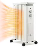 Costway 1500 Watt 5100 BTU Electric Radiator Space Heater w/ Digital Display in White | 27 H x 17 W x 10.5 D in | Wayfair ES10202US-WH