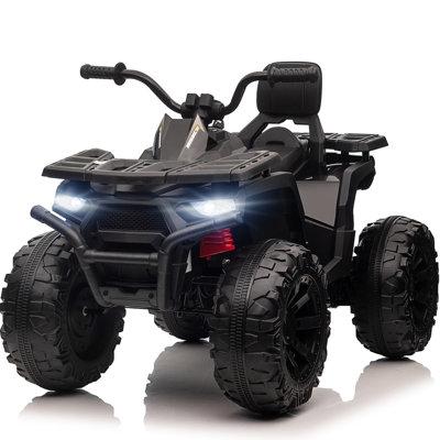 Hikiddo kids 24V Ride on Toys, ATV 4-Wheeler for Big w/ 2 Seater, 400W Motor, Bluetooth Plastic in Black | 30.7 H x 26 W x 43.7 D in | Wayfair