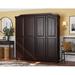 Charlton Home® Kyle 100% Solid Wood 4-door Wardrobe Armoire Wood in Brown | 76.5 H x 72.25 W x 22.25 D in | Wayfair