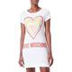 Love Moschino Damen A-lijn jurk in katoenen jersey met maxi veelkleurig hart Kleid, Optical White, 40 EU