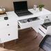 Everly Quinn Desk Wood in White | 29.5 H x 55 W x 19.5 D in | Wayfair BD5B7D5651CC4C739A46E8DEEC41E61E