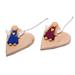 The Holiday Aisle® Heart of Angels Ornaments Hanging Figurine Ornament Wood in Blue/Brown/Red | 4.3 H x 3.5 W x 0.4 D in | Wayfair