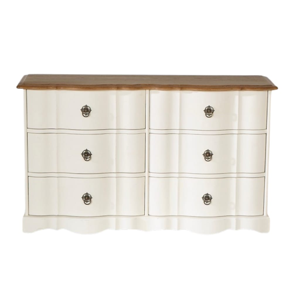 Commode 6 tiroirs plateau chêne blanche