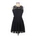 Penelope Tree Casual Dress - A-Line Crew Neck Sleeveless: Black Print Dresses - Women's Size 14