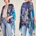 Anthropologie Tops | Kachel X Anthropologie Jamie Tasseled Kimono Vintage Watercolor Floral Top | Color: Blue/Pink | Size: Os