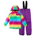 Kids Waterproof Ski Suit 2 Piece Boys Girls Snowsuit Fleece Snowboard Suit Child Snow Jacket with Snow Overalls Trousers Set Multicolor 5-6 Years