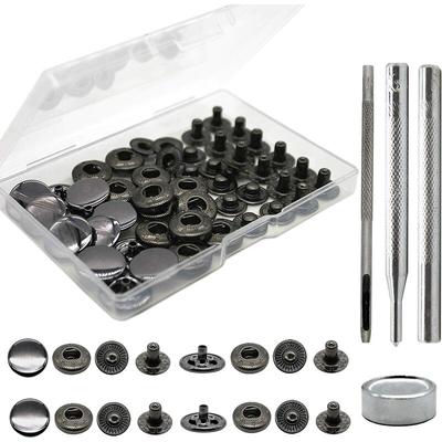 Betterlifegb - 12 Sets Heavy Duty Leather Snap Fasteners Kit, 15mm Metal Snap Buttons Kit Press