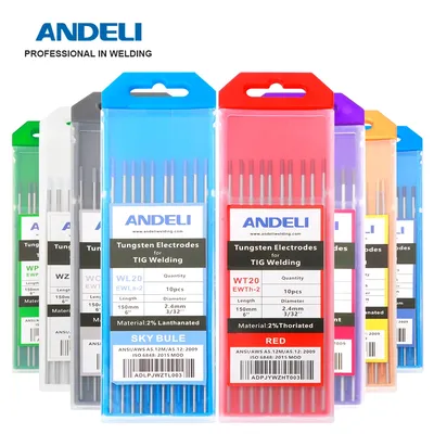 ANDELI-Électrodes de soudage en tungstène pour machine à souder Tig 1.6mm 2.0mm 2.4mm WT20