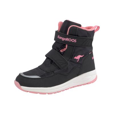 Winterstiefel KANGAROOS "KP-Nala V Roostex", Damen, Gr. 36, schwarz (schwarz, rosa), Synthetik, Textil, sportlich, Schuhe, Snowboots, Winterboots, Winterschuhe, wasserdicht mit Klettverschluss
