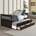 Simple Style Captain's Bed Twin Daybed with Trundle Bed and Storage Drawers, with Solid Wood Bed Frame Suitable for Bedroom