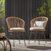 Tavon Wicker Outdoor Dining Chairs with Cushion by Christopher Knight Home