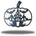 The Holiday Aisle® Dhiman Spooky House Pumpkin Halloween Wall Art Décor Metal in Black | 18 H x 18 W x 0.013 D in | Wayfair