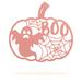 The Holiday Aisle® Dusan Boo Pumpkin Halloween Wall Art Décor Metal in Pink | 30 H x 30 W x 0.013 D in | Wayfair DB7BA02244034B7A874DD05F323AFE4A