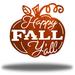 Rosalind Wheeler Anansa Happy Fall Y"all Pumpkin Halloween Wall Art Décor Metal in Brown | 18 H x 18 W x 0.013 D in | Wayfair
