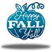 Rosalind Wheeler Anansa Happy Fall Y"all Pumpkin Halloween Wall Art Décor Metal in Green/Blue | 30 H x 30 W x 0.013 D in | Wayfair