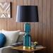 Everly Quinn Mercury Glass Table Lamp Glass/Fabric in Black/Blue | 30 H x 15 W x 15 D in | Wayfair F6143C13D26A4FE28E317F8365C6DBA4