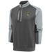 Men's Antigua Charcoal/Silver Green Bay Packers Team Logo Throwback Quarter-Zip Pullover Top